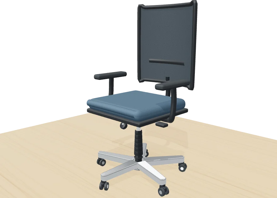 Silla de oficina armada, en 3D