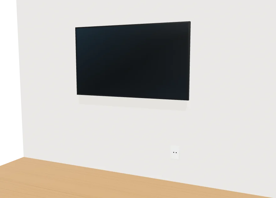 TV pendurada no suporte de parede, em 3D